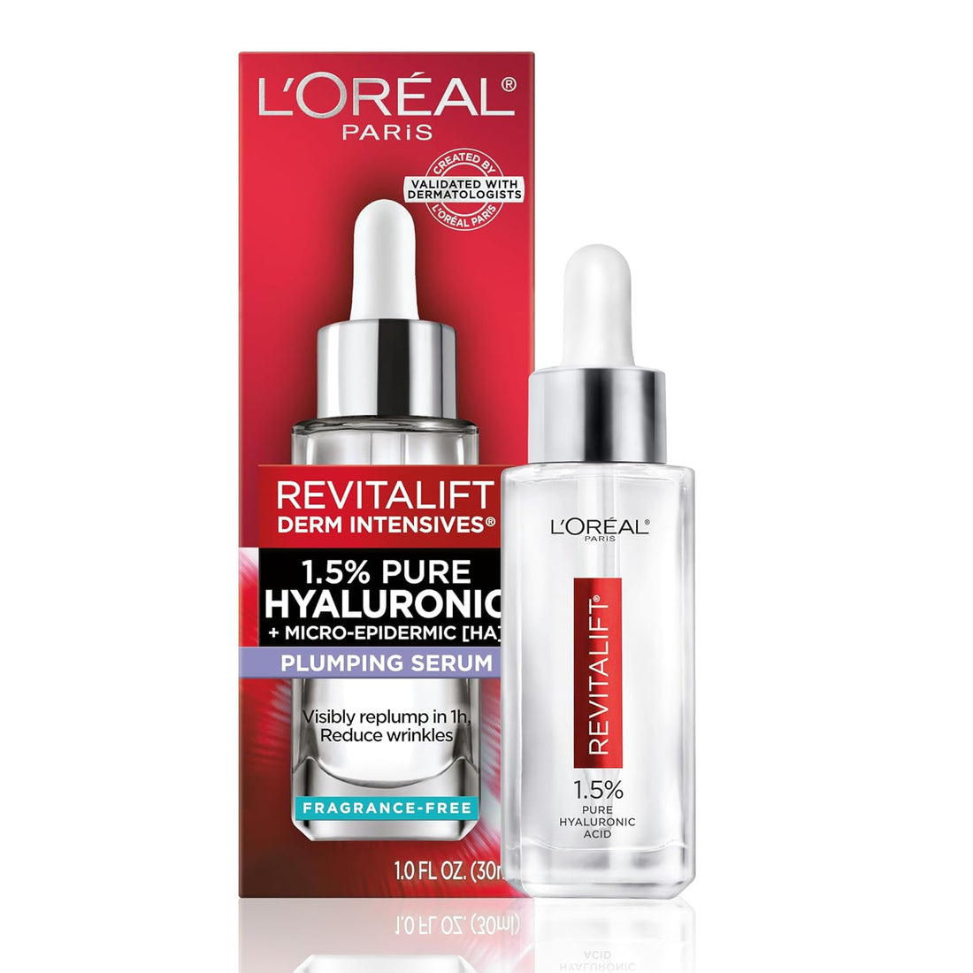 L'Oreal Paris Revitalift 1.5% Pure Hyaluronic Acid Face Serum, Hydrate & Reduce Wrinkles