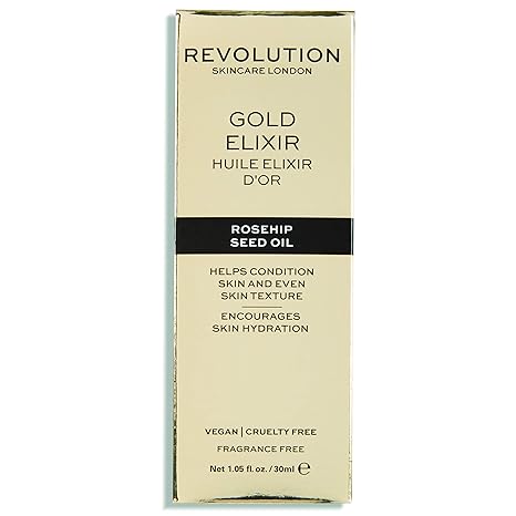 Revolution Skincare Gold Elixir, Body & Face Oil, Rosehip Seed Oil, Deeply Nourishes Skin, Suitable For Dry & Combination Skin