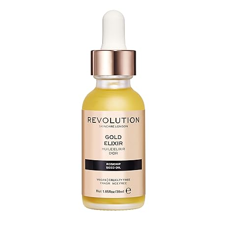 Revolution Skincare Gold Elixir, Body & Face Oil, Rosehip Seed Oil, Deeply Nourishes Skin, Suitable For Dry & Combination Skin