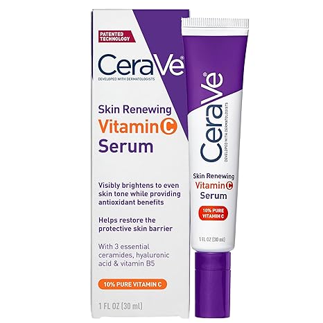 CeraVe Vitamin C Serum with Hyaluronic Acid | Skin Brightening Serum for Face with 10% Pure Vitamin C | Fragrance Free