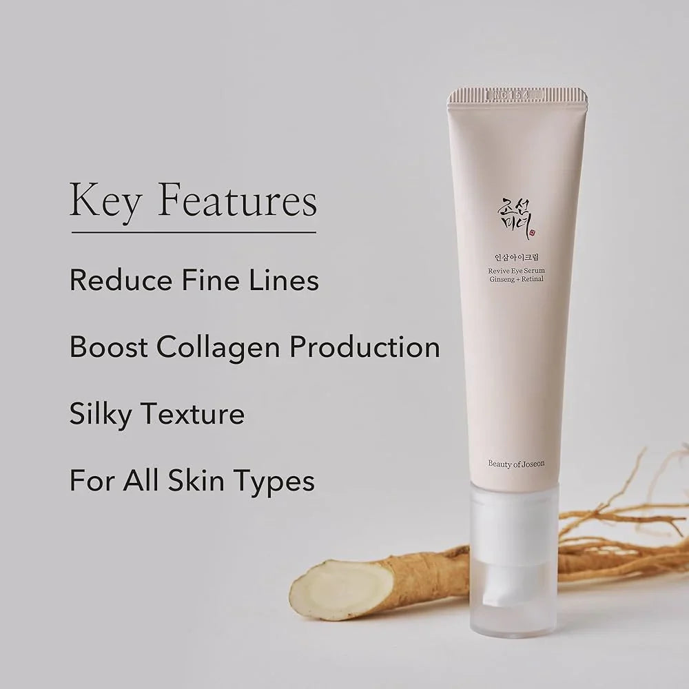 Beauty of Joseon Revive Eye Serum with Retinal Niacinamide Correction for Puffy Eye Bags Fine Lines Dark Circles Wrinkles, Korean Skin Care 30ml